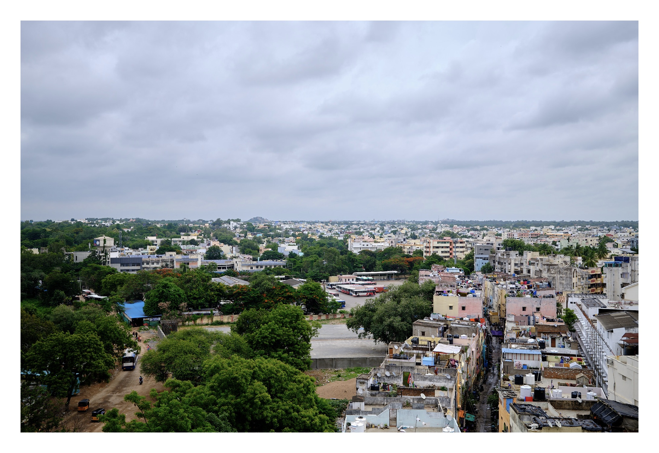 The view of Hyderabad city from the Metro station