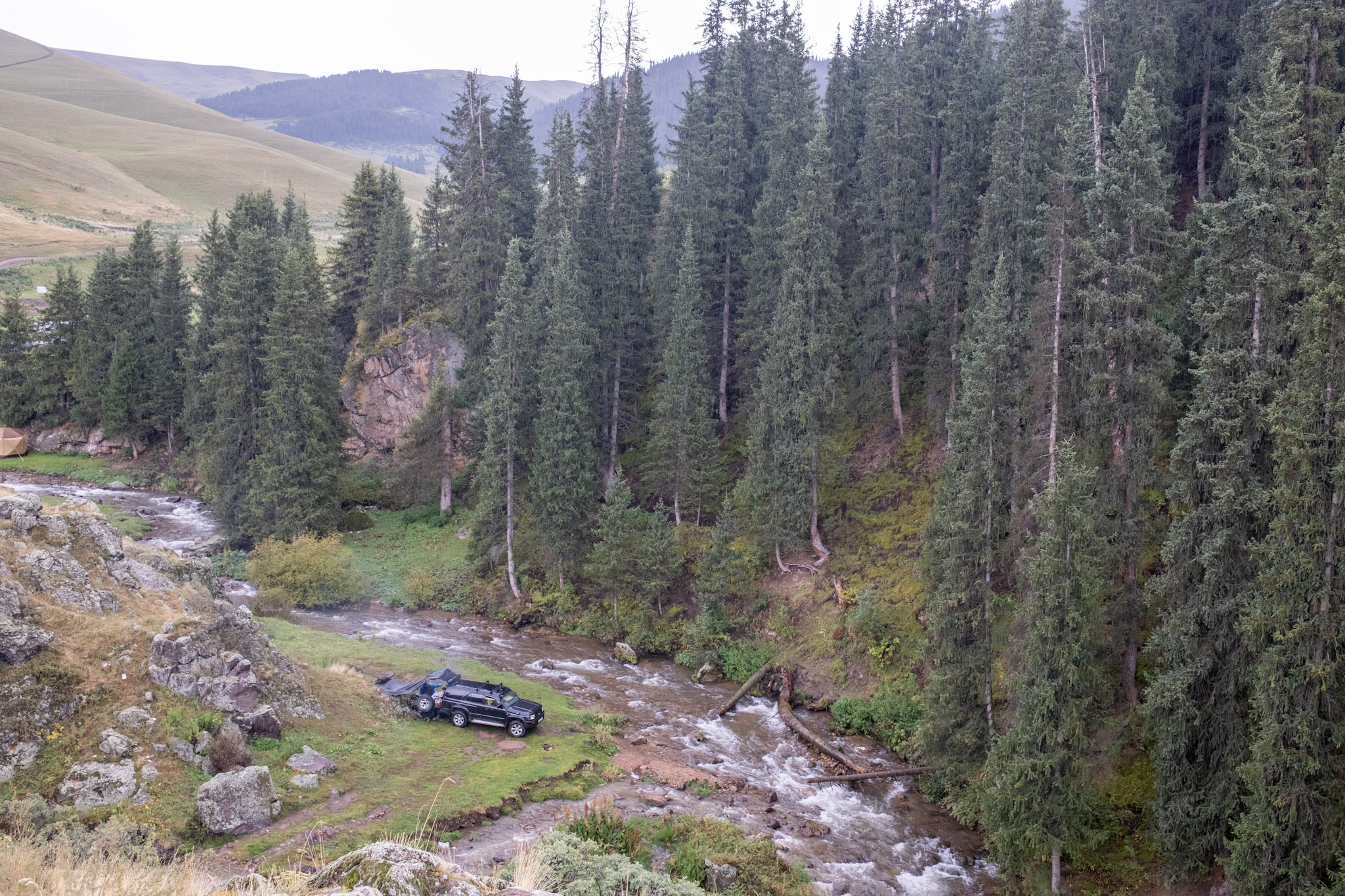 car parked next to the gorge