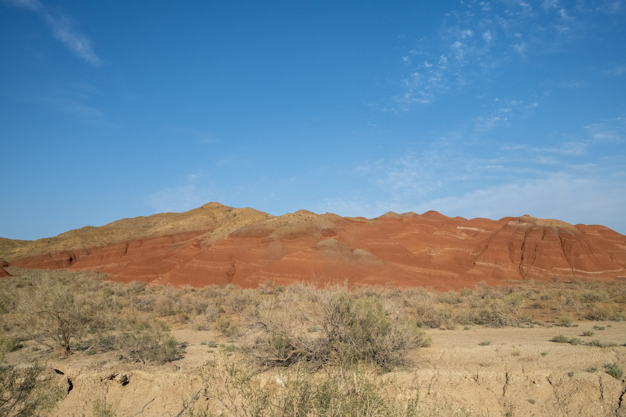 Red mountain next to the Aktau mountain