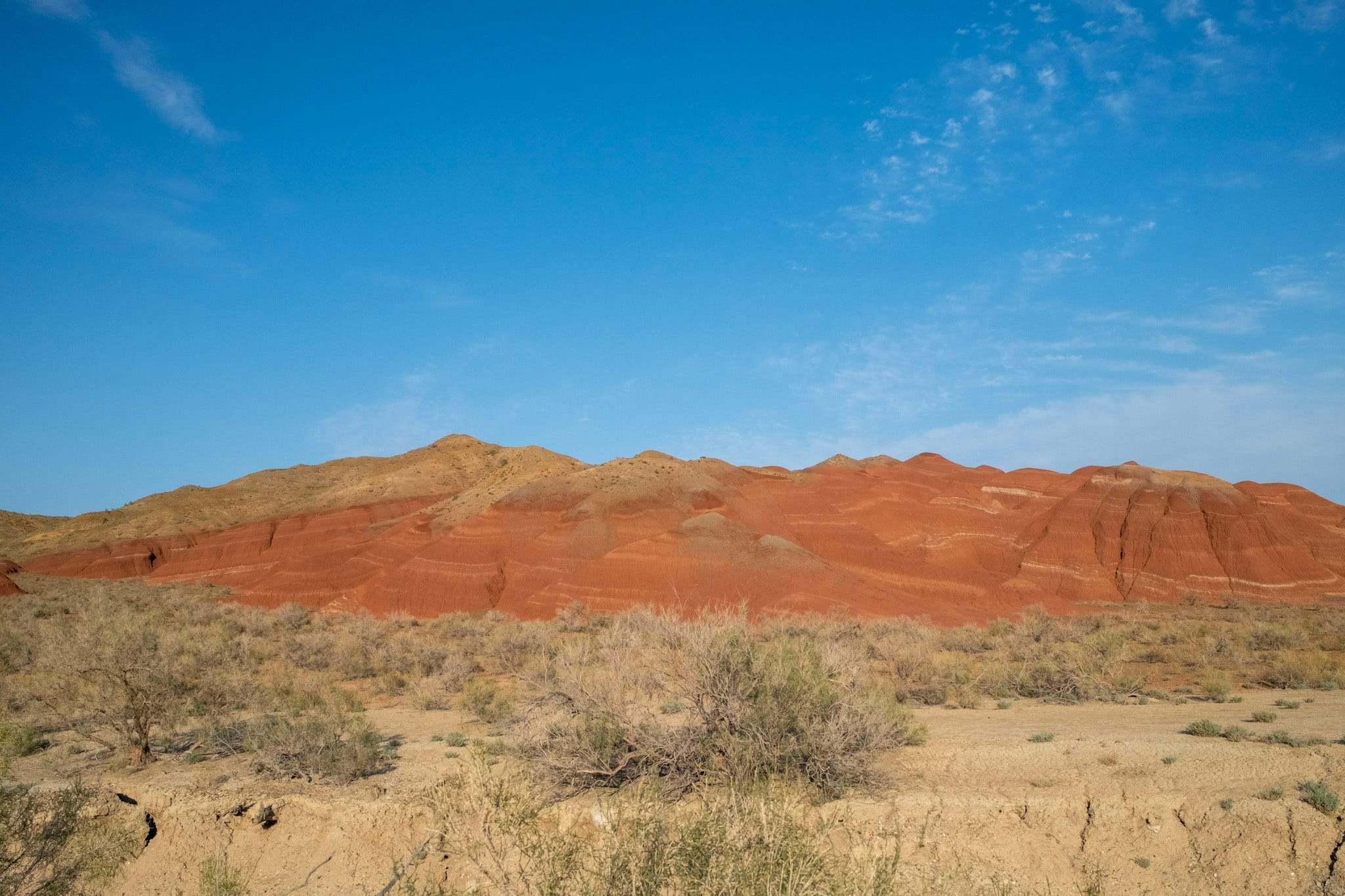 Red mountain next to the Aktau mountain