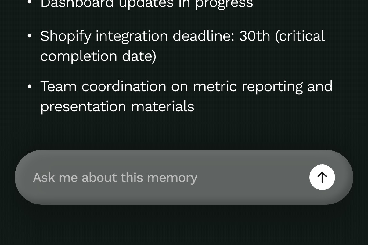 Screenshot of Neo app showing chat with memory feature